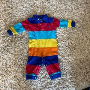 Ralph Lauren infant boy one piece long sleeve pant stripe jumper size 9 months